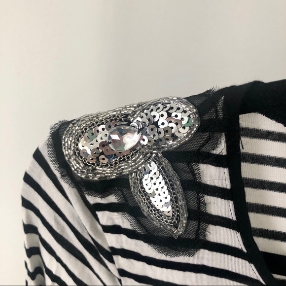 H&M striped shirt w/ jeweled sequins, Size 8 - Picture 4 of 8